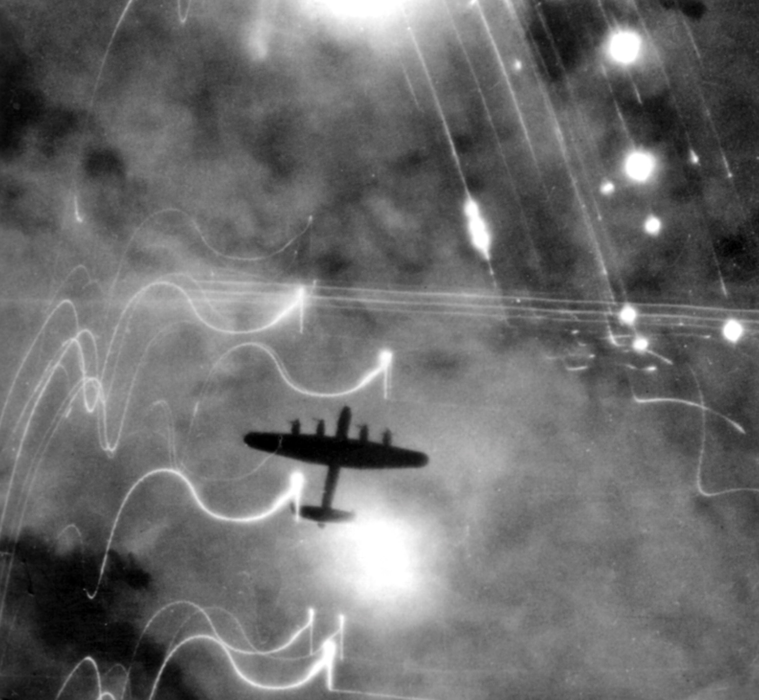 An Avro Lancaster over Hamburg 